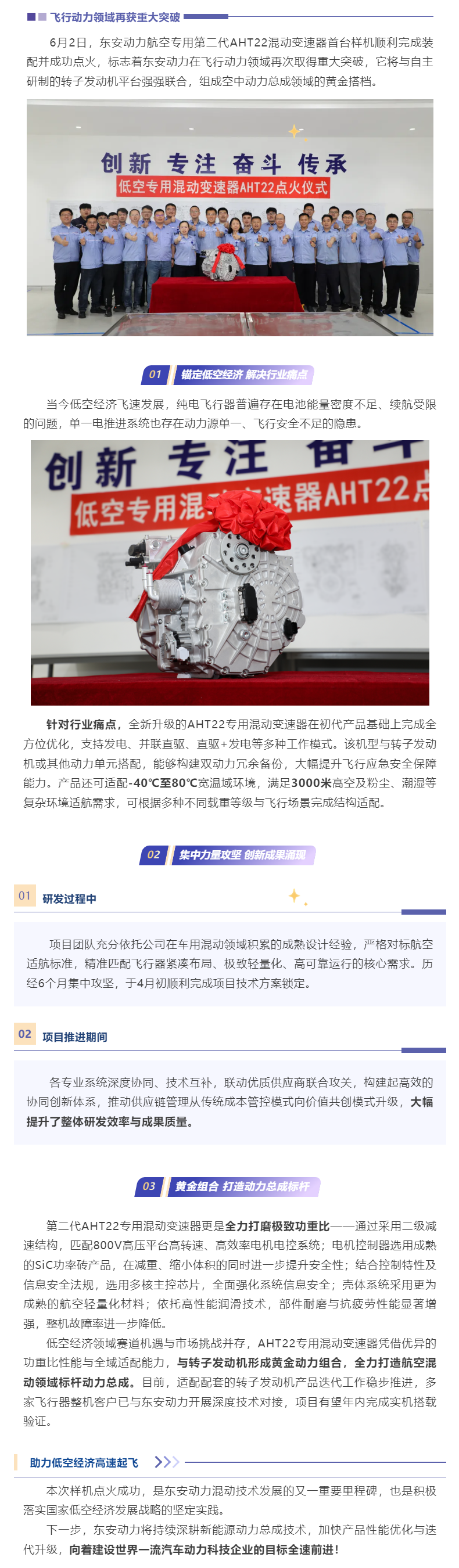 黄金搭档就位！太阳成集团tycAHT22航空专用混动变速器首台样机点火成功